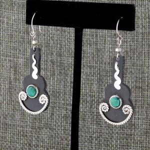 SOLD-----Mexico Earrings Chrysocolla 925 Silver Acrylic F07
